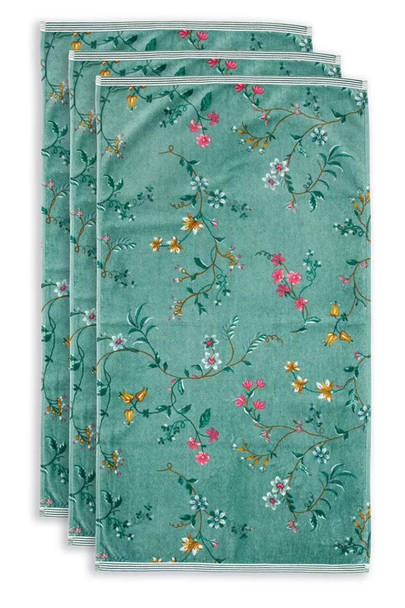 New Pip Studio Badhanddoek Set/3 Les Fleurs 55X100 Cm Groen