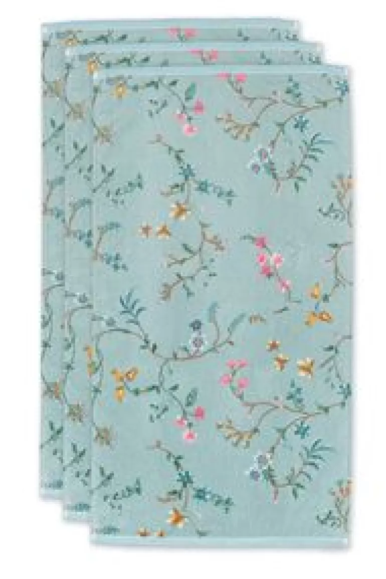 Handdoeken-Pip Studio Badhanddoek Set/3 Les Fleurs 55X100 Cm Blauw