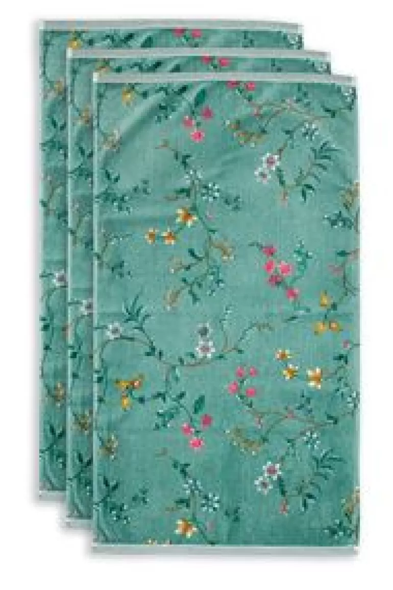 Handdoeken-Pip Studio Badhanddoek Set/3 Les Fleurs 55X100 Cm Groen