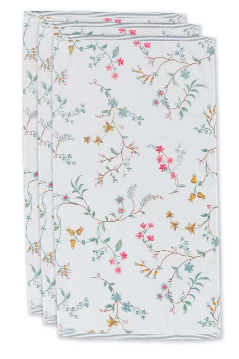 Outlet Pip Studio Badhanddoek Set/3 Les Fleurs 55X100 Cm Wit