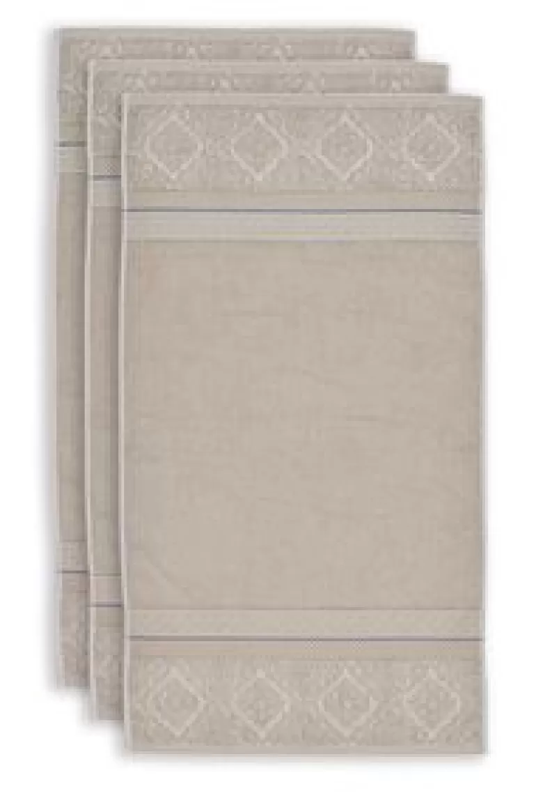 Handdoeken-Pip Studio Badhanddoek Set/3 Soft Zellige 55X100 Cm Khaki