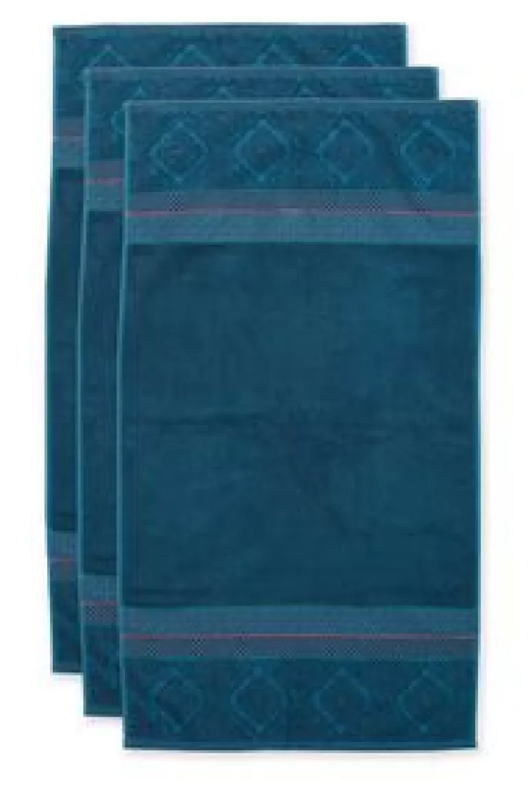 Handdoeken-Pip Studio Badhanddoek Set/3 Soft Zellige Donker 55X100 Cm Blauw