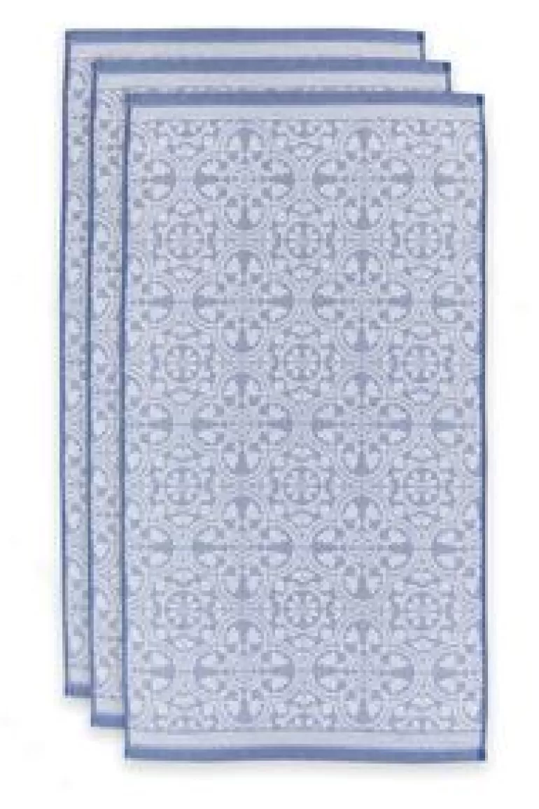 Handdoeken-Pip Studio Badhanddoek Set/3 Tile De Pip Blauw 55X100 Cm