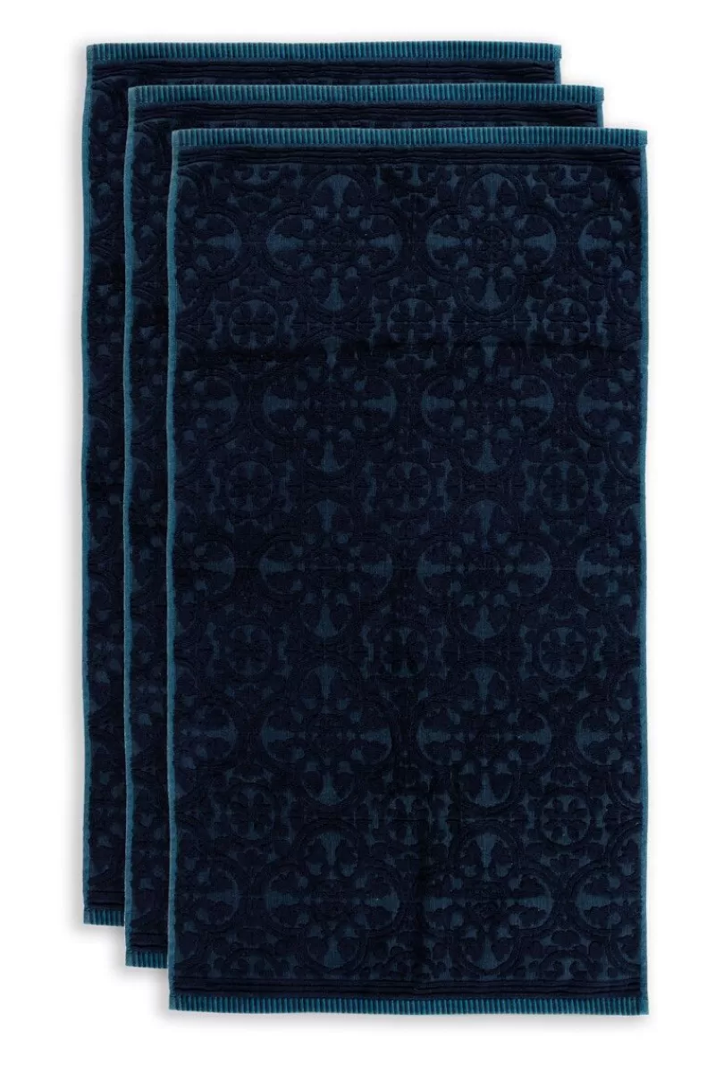 New Pip Studio Badhanddoek Set/3 Tile De Pip Donker 55X100 Cm Blauw