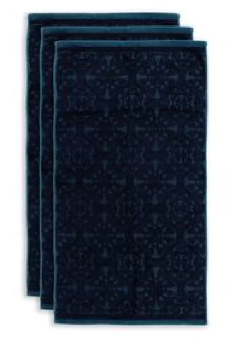 Handdoeken-Pip Studio Badhanddoek Set/3 Tile De Pip Donker 55X100 Cm Blauw