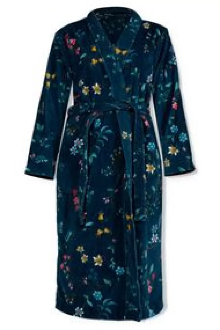 Badjassen-Pip Studio Badjas Les Fleurs Donker Blauw