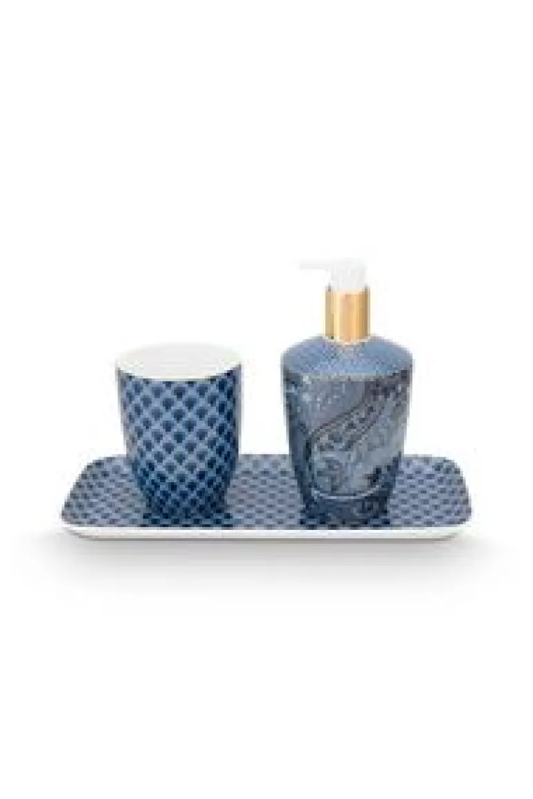 Zeeppompjes-Pip Studio Badkamer Accessoires Set/3 Kyoto Festival Blauw