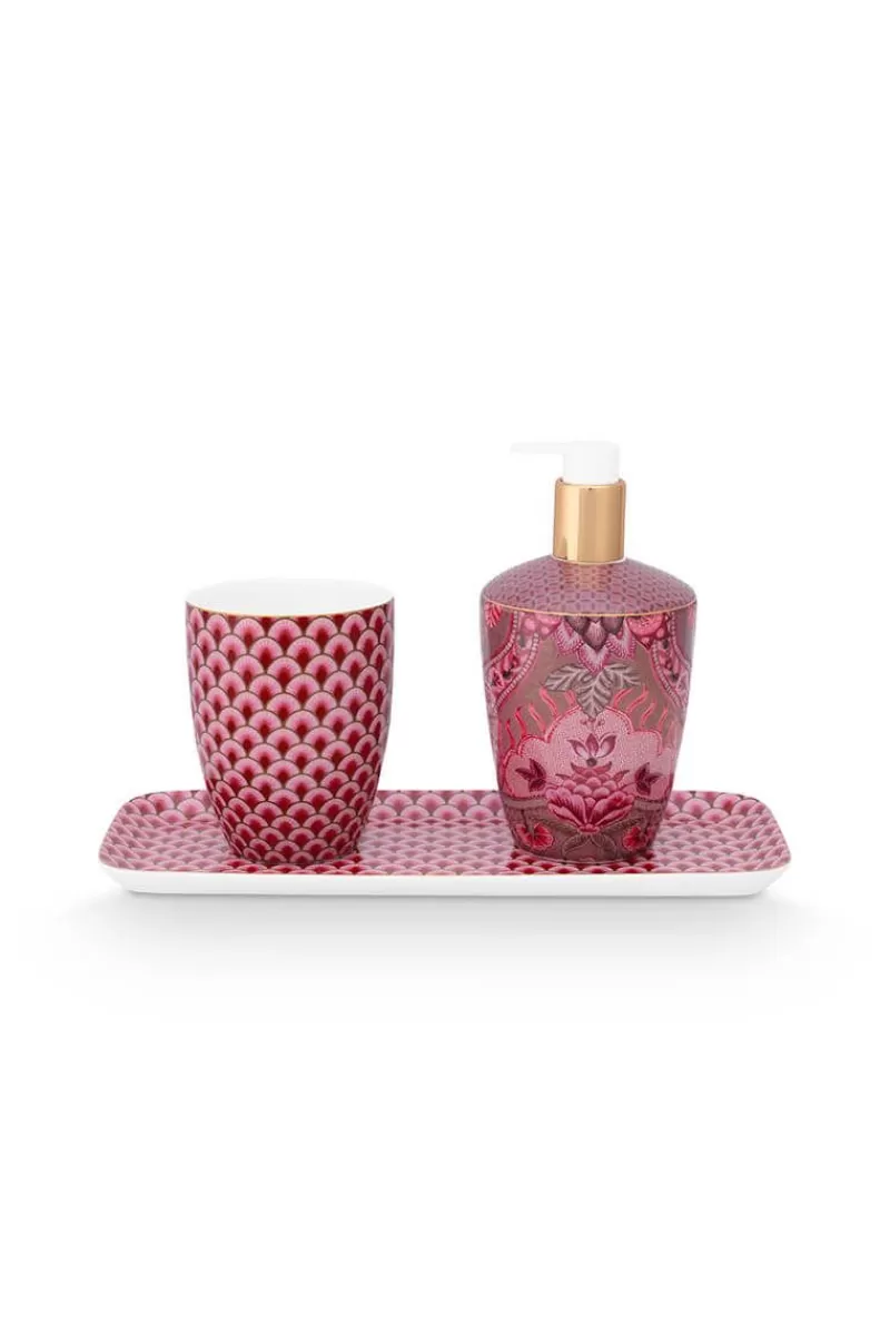 Cheap Pip Studio Badkamer Accessoires Set/3 Kyoto Festival Donker Roze