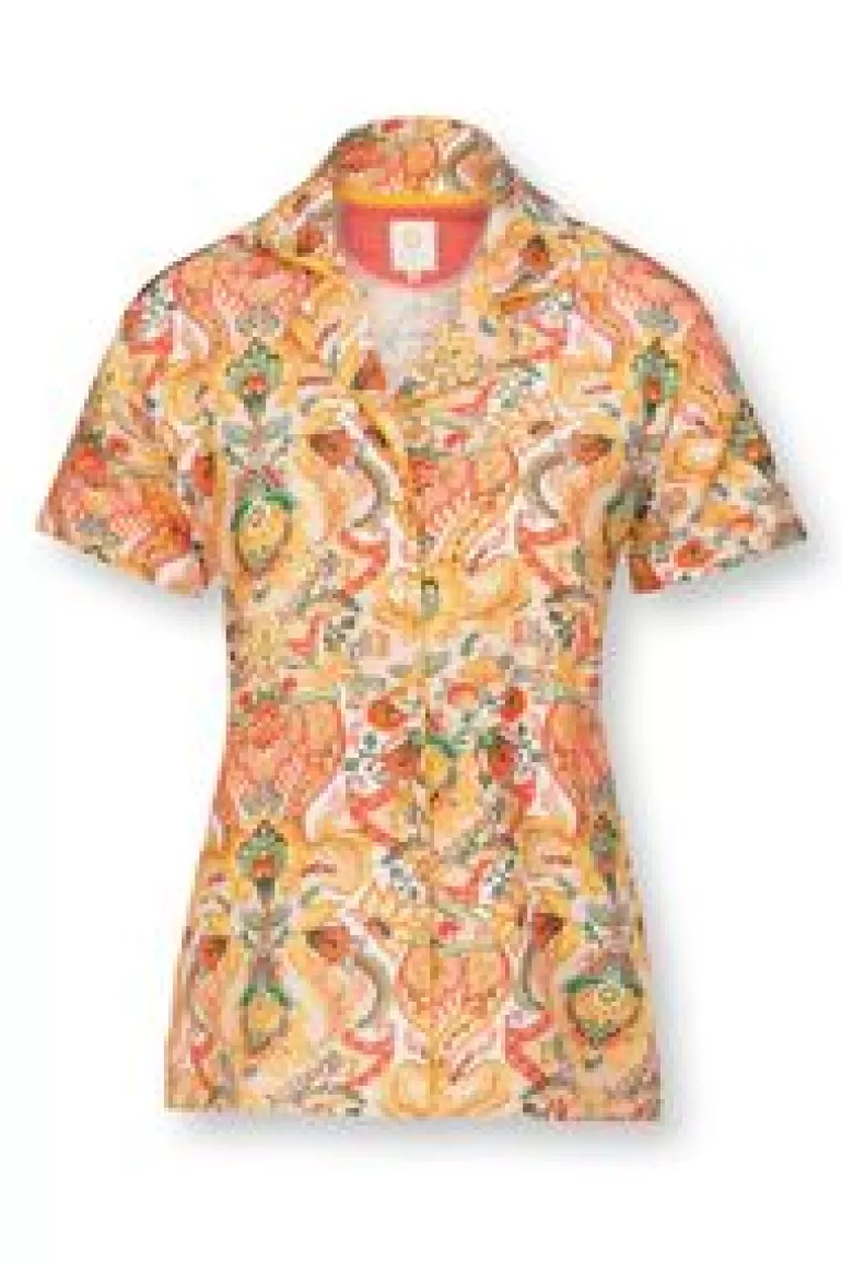 T-Shirts-Pip Studio Blouse Korte Mouw Kyoto Festival Geel