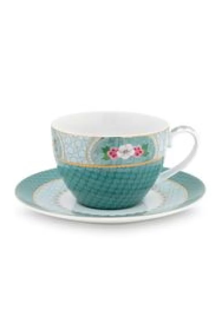 Kop/Schotel-Pip Studio Blushing Birds Cappuccino Kop & Schotel Blauw