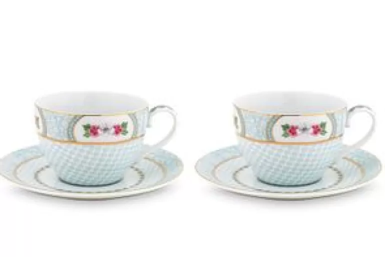 Kop/Schotel-Pip Studio Blushing Birds Set/2 Cappuccino Kop & Schotel Wit