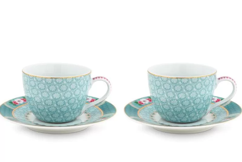 Shop Pip Studio Blushing Birds Set/2 Espresso Kop & Schotel Blauw