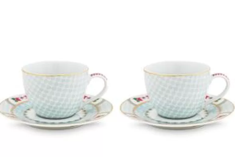 Kop/Schotel-Pip Studio Blushing Birds Set/2 Espresso Kop & Schotel Wit