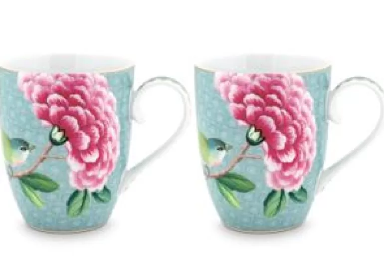 Koffiemokken-Pip Studio Blushing Birds Set/2 Mokken Groot Blauw