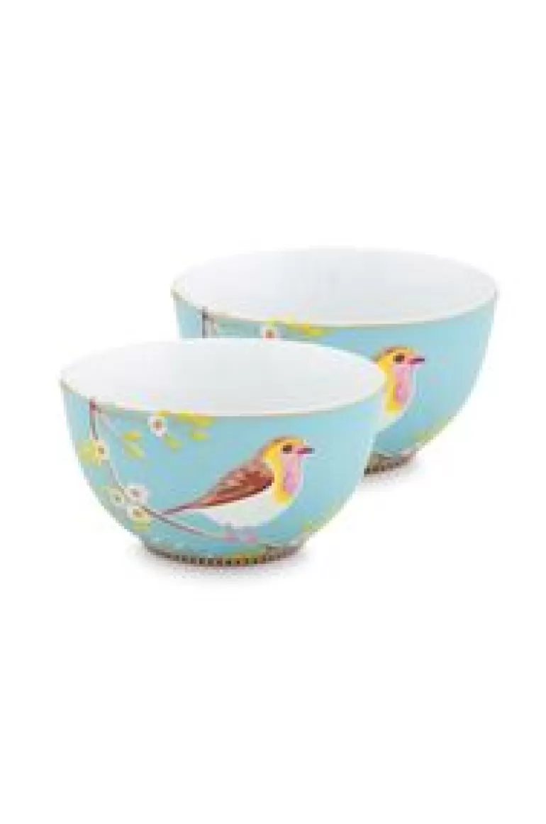 Kommen-Pip Studio Early Bird Set/2 Kommen 15 Cm Blauw