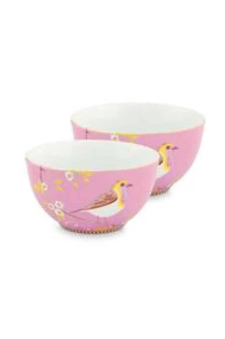 Kommen-Pip Studio Early Bird Set/2 Kommen 15 Cm Roze