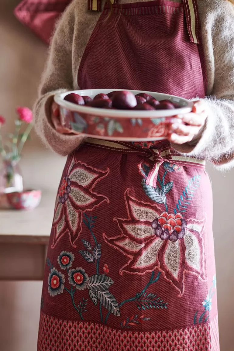 Keukenschorten-Pip Studio Flower Festival Apron Dark Pink Roze