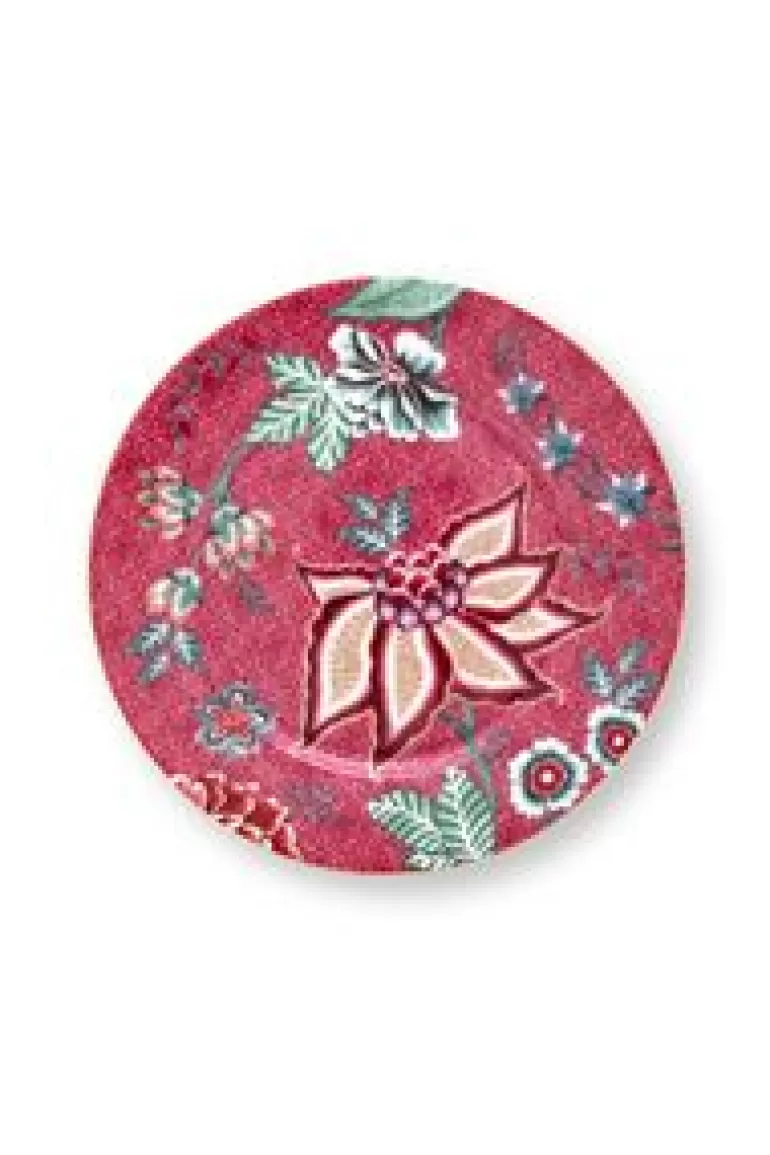 Gebaksborden-Pip Studio Flower Festival Gebaksbord Donker 17 Cm Roze