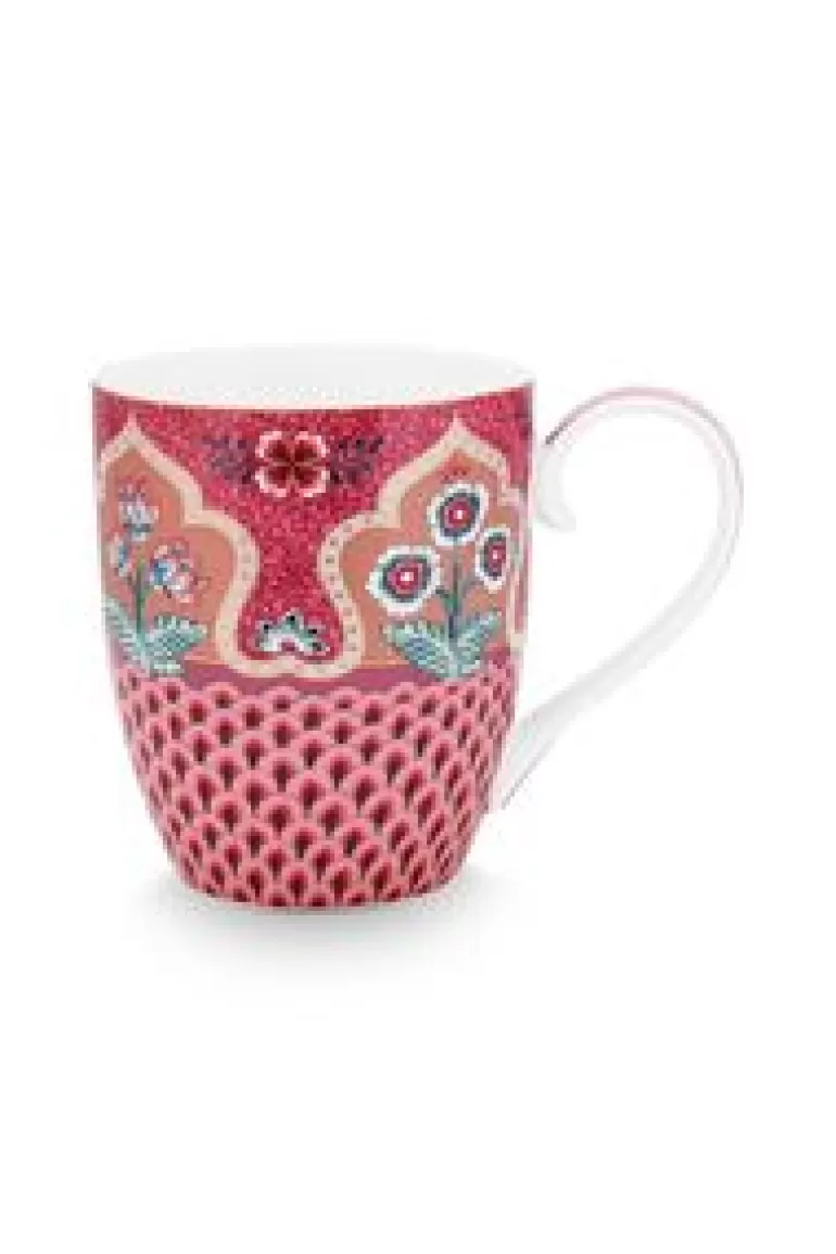 Theemokken-Pip Studio Flower Festival Mok Xl Deco Donker Roze