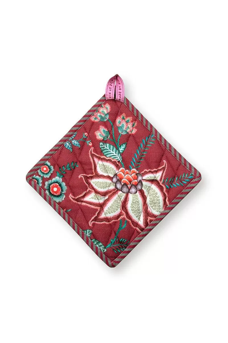 Outlet Pip Studio Flower Festival Pot Holder Square Dark Pink