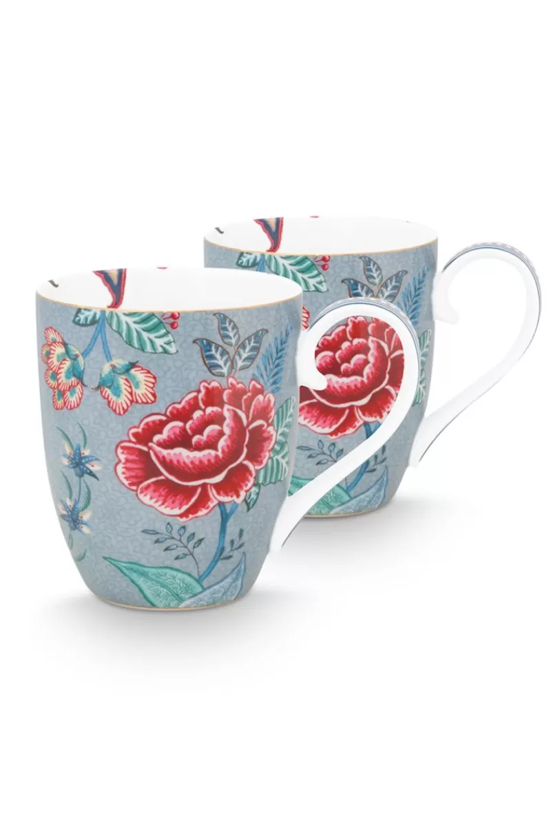 Hot Pip Studio Flower Festival Set/2 Mokken Xl Licht Blauw