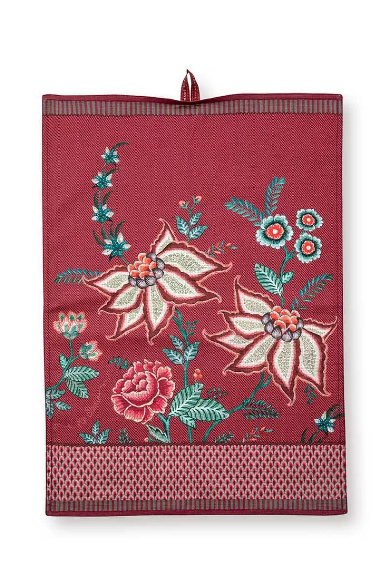 Sale Pip Studio Flower Festival Tea Towel Dark Pink Roze