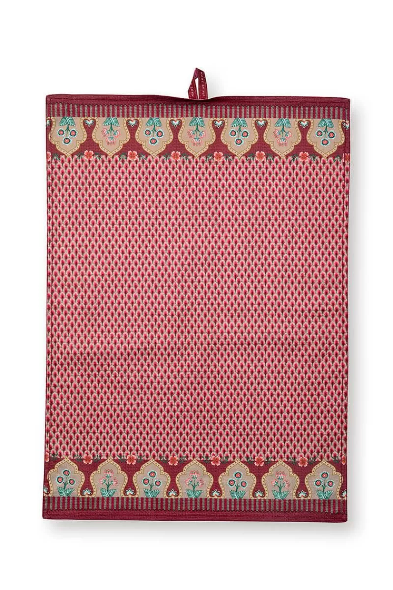 Best Sale Pip Studio Flower Festival Tea Towel Red/Dark Pink