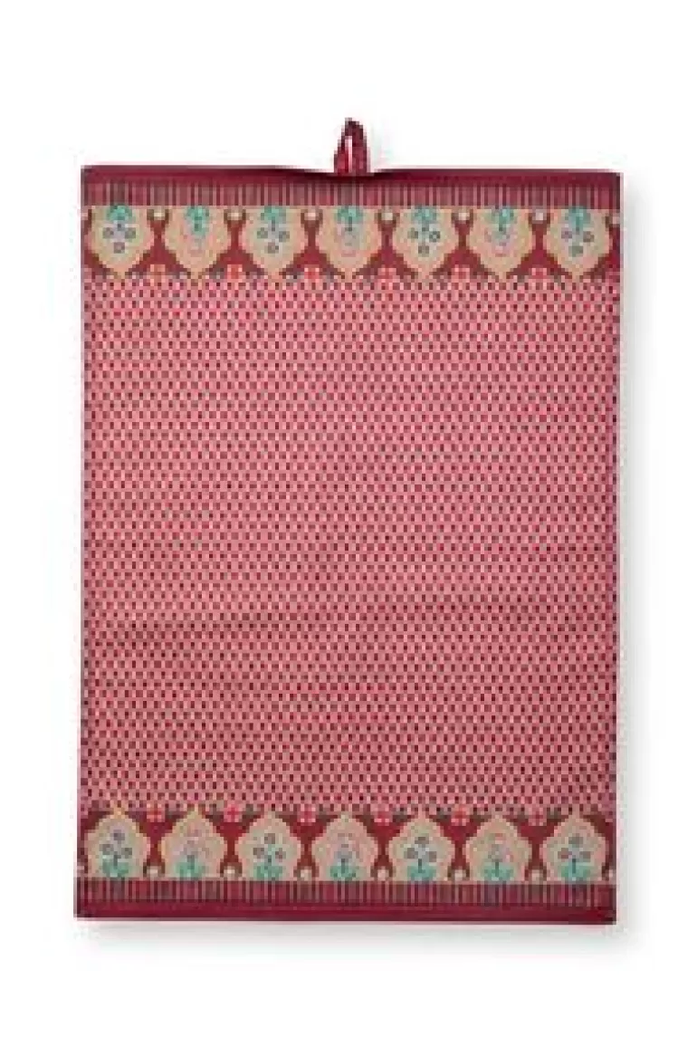 Theedoeken-Pip Studio Flower Festival Tea Towel Red/Dark Pink