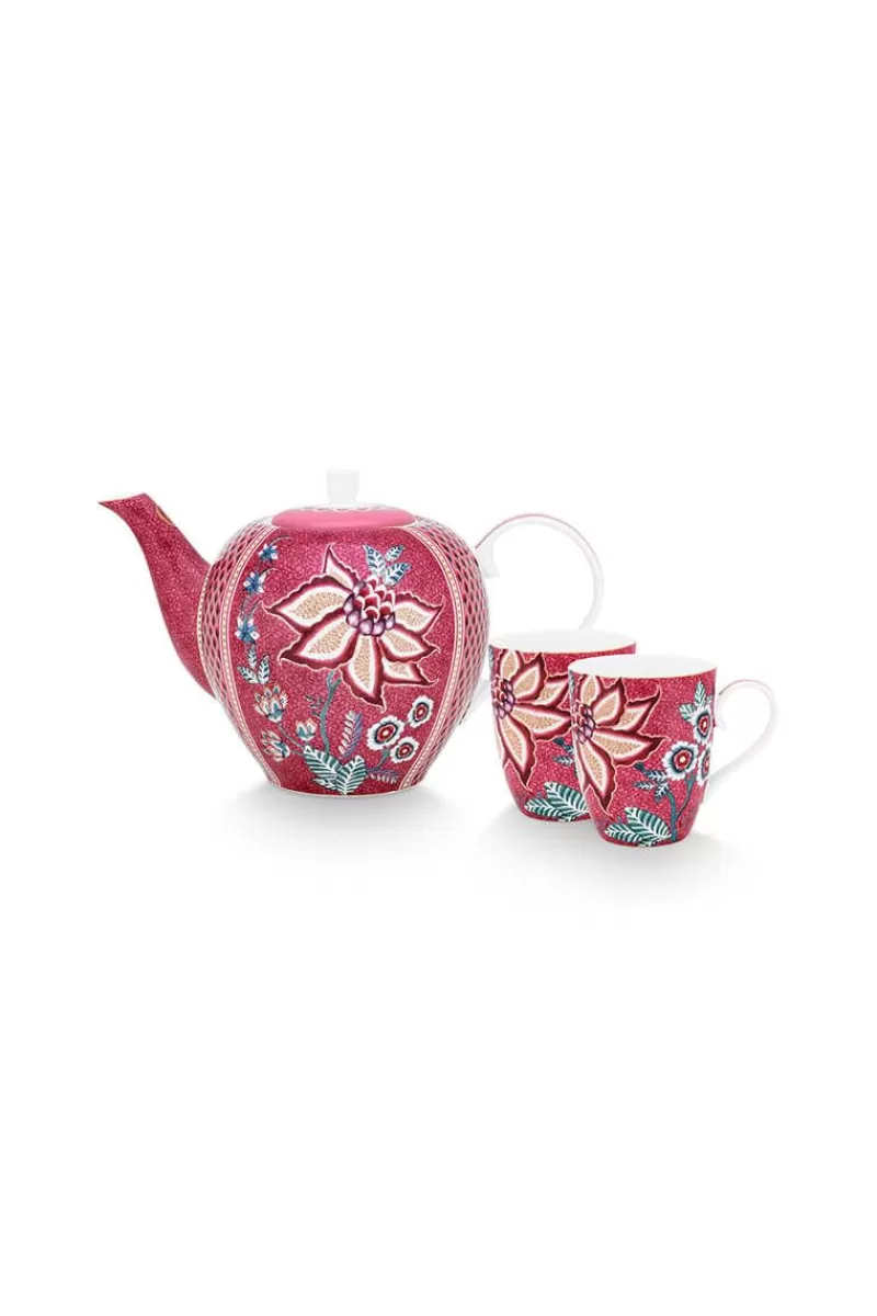 Clearance Pip Studio Flower Festival Thee Set/3 Groot Donker Roze