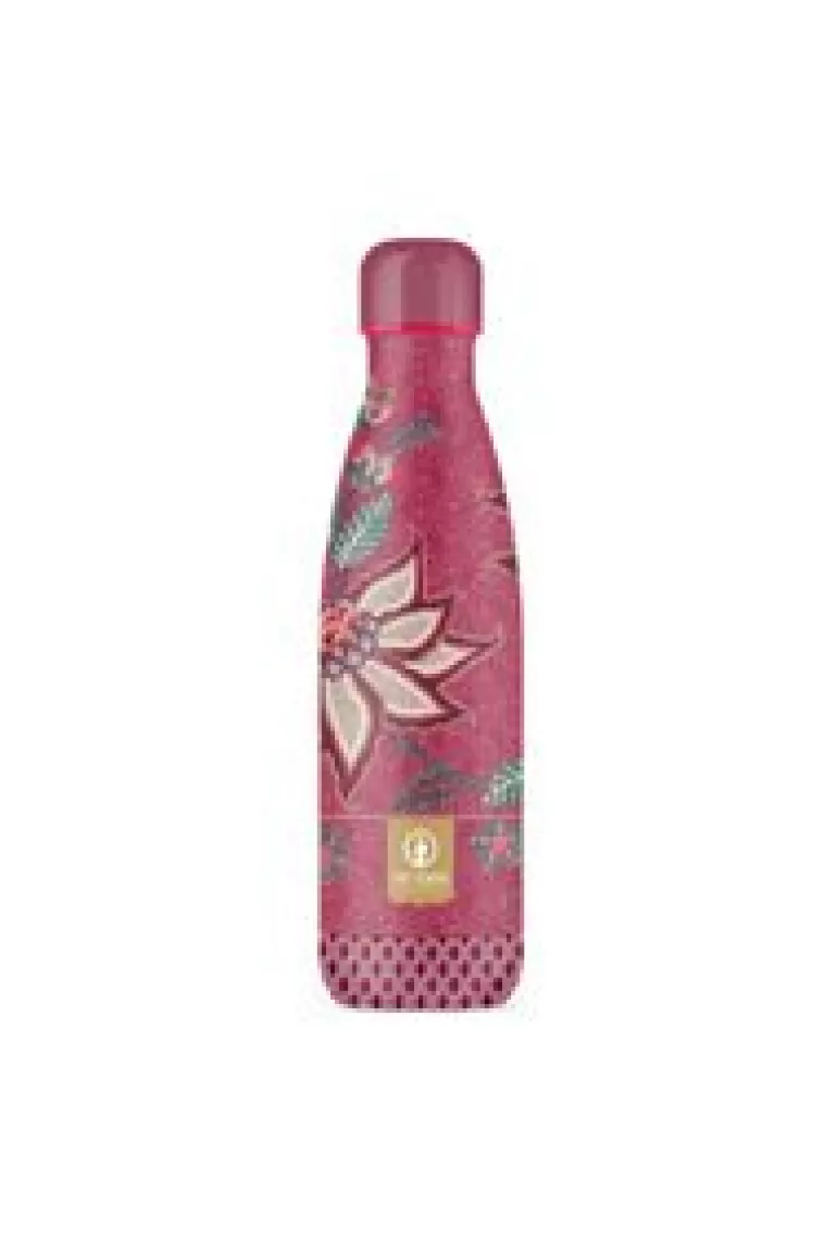 Thermosflessen-Pip Studio Flower Festival Thermosfles Donker 500Ml Roze