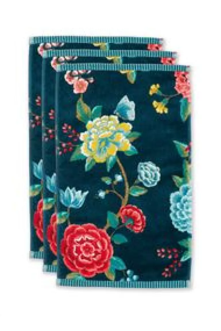 Gastendoekjes-Pip Studio Gastendoek Set/3 Good Evening Donker 30X50 Cm Blauw