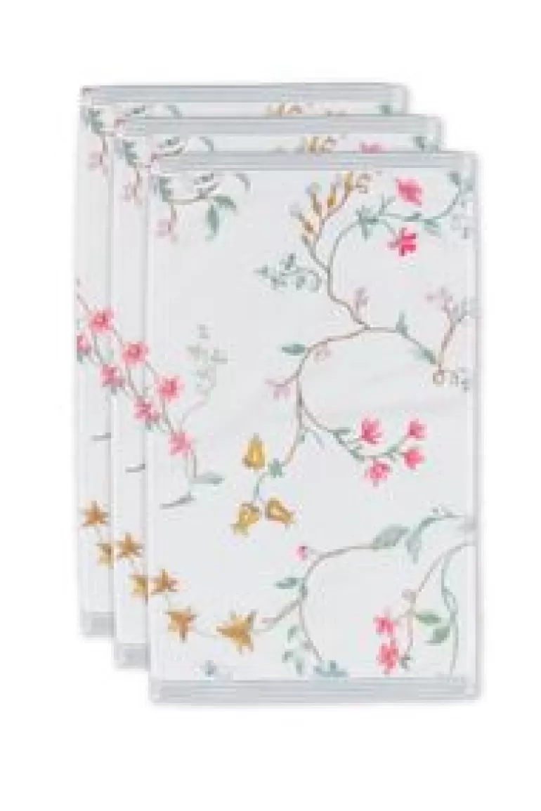 Gastendoekjes-Pip Studio Gastendoek Set/3 Les Fleurs 30X50 Cm Wit