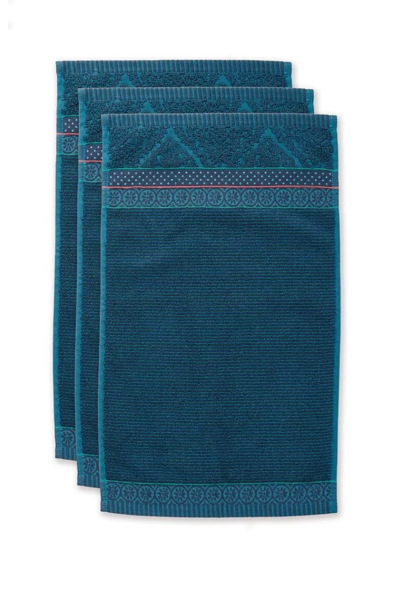 Fashion Pip Studio Gastendoek Set/3 Soft Zellige Donker 30X50 Cm Blauw