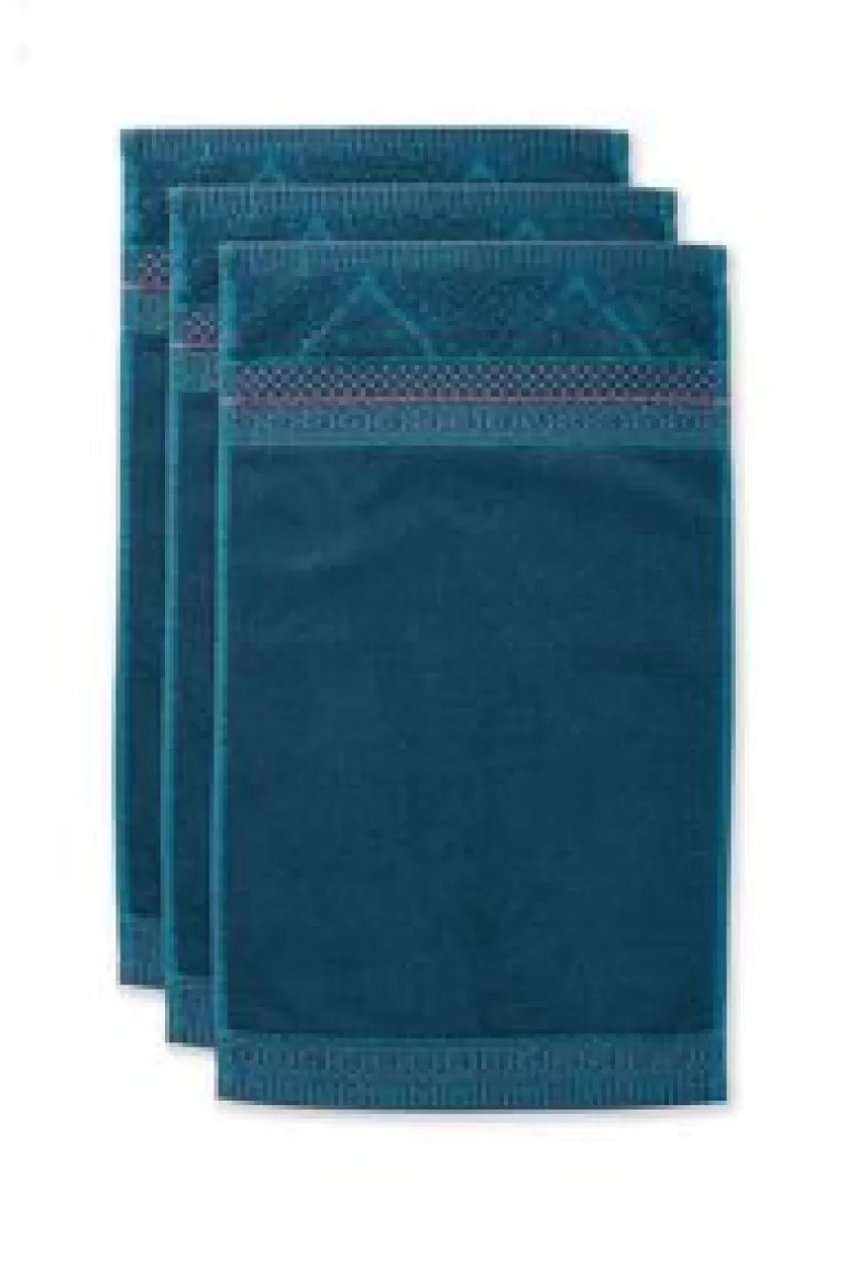 Gastendoekjes-Pip Studio Gastendoek Set/3 Soft Zellige Donker 30X50 Cm Blauw