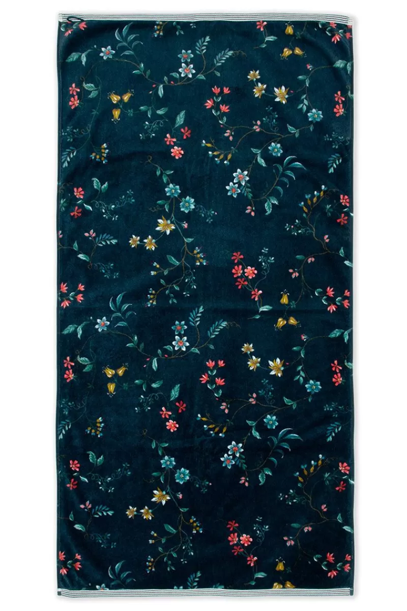 Flash Sale Pip Studio Grote Handdoek Les Fleurs Donker 70X140 Cm Blauw