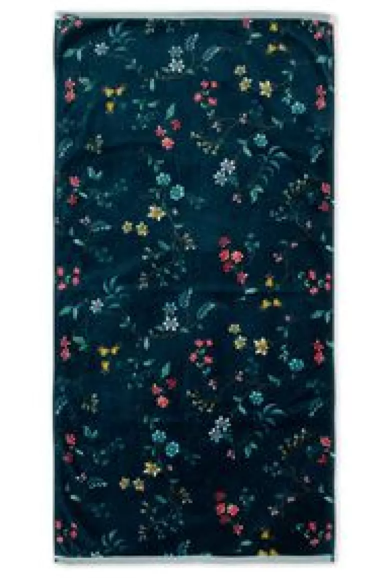 Handdoeken-Pip Studio Grote Handdoek Les Fleurs Donker 70X140 Cm Blauw