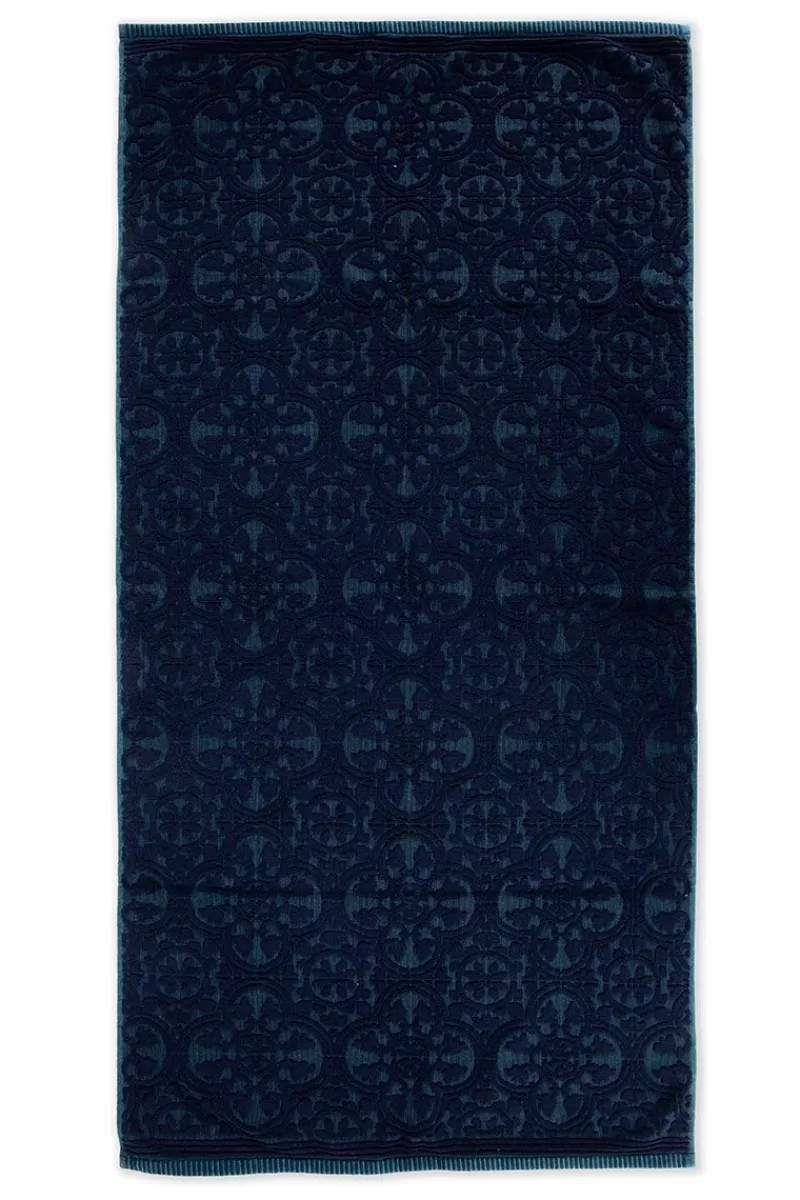 Store Pip Studio Grote Handdoek Tile De Pip Donker 70X140 Cm Blauw