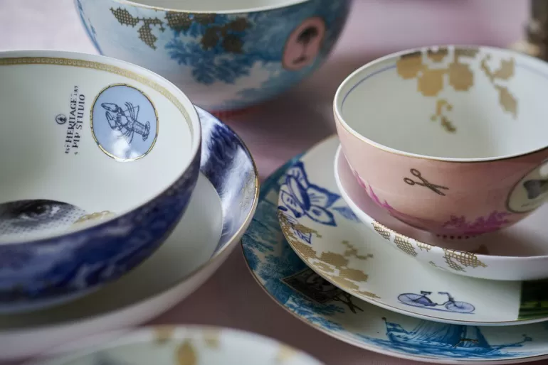 Kommen-Pip Studio Heritage Kom Geverfd Roze 12 Cm