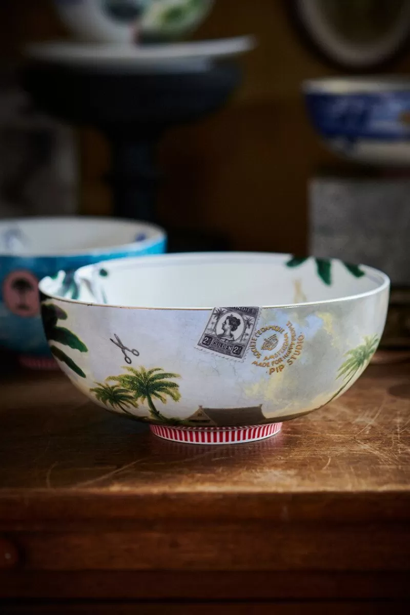 Store Pip Studio Heritage Kom Palm Groen 23 Cm