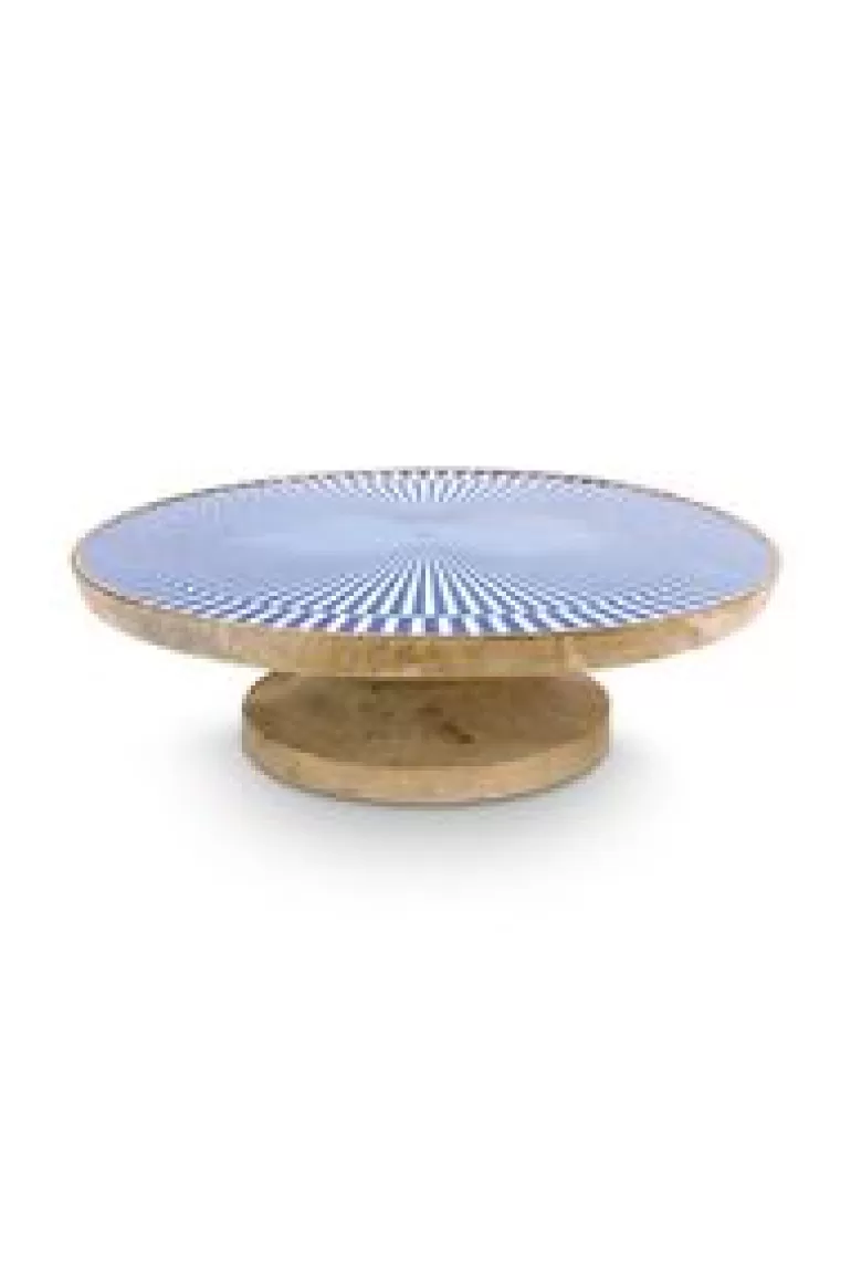 Taartplateaus-Pip Studio Houten Plateau Blauw 32 Cm