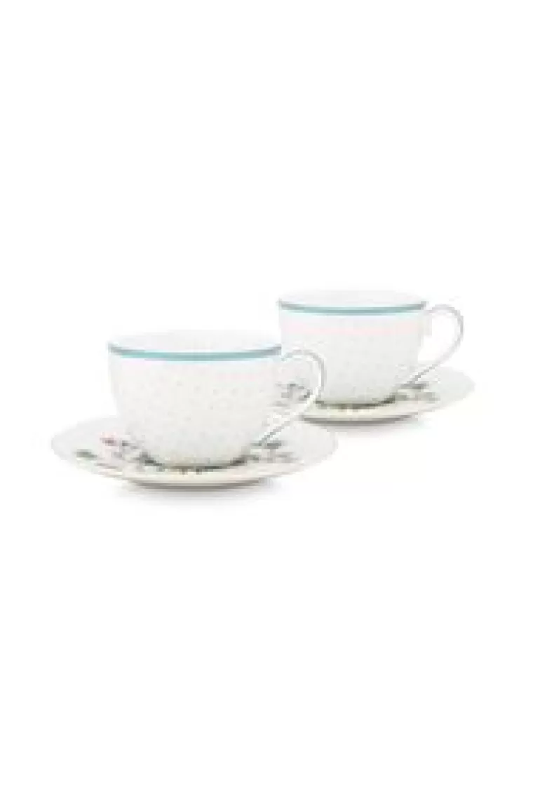 Sets Porseleinen Sets-Pip Studio Jolie Set/2 Cappuccino Kop & Schotel Dots Gold