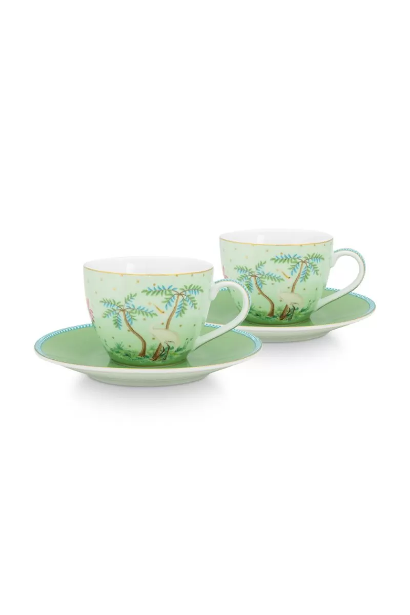 Best Pip Studio Jolie Set/2 Espresso Kop & Schotel Groen