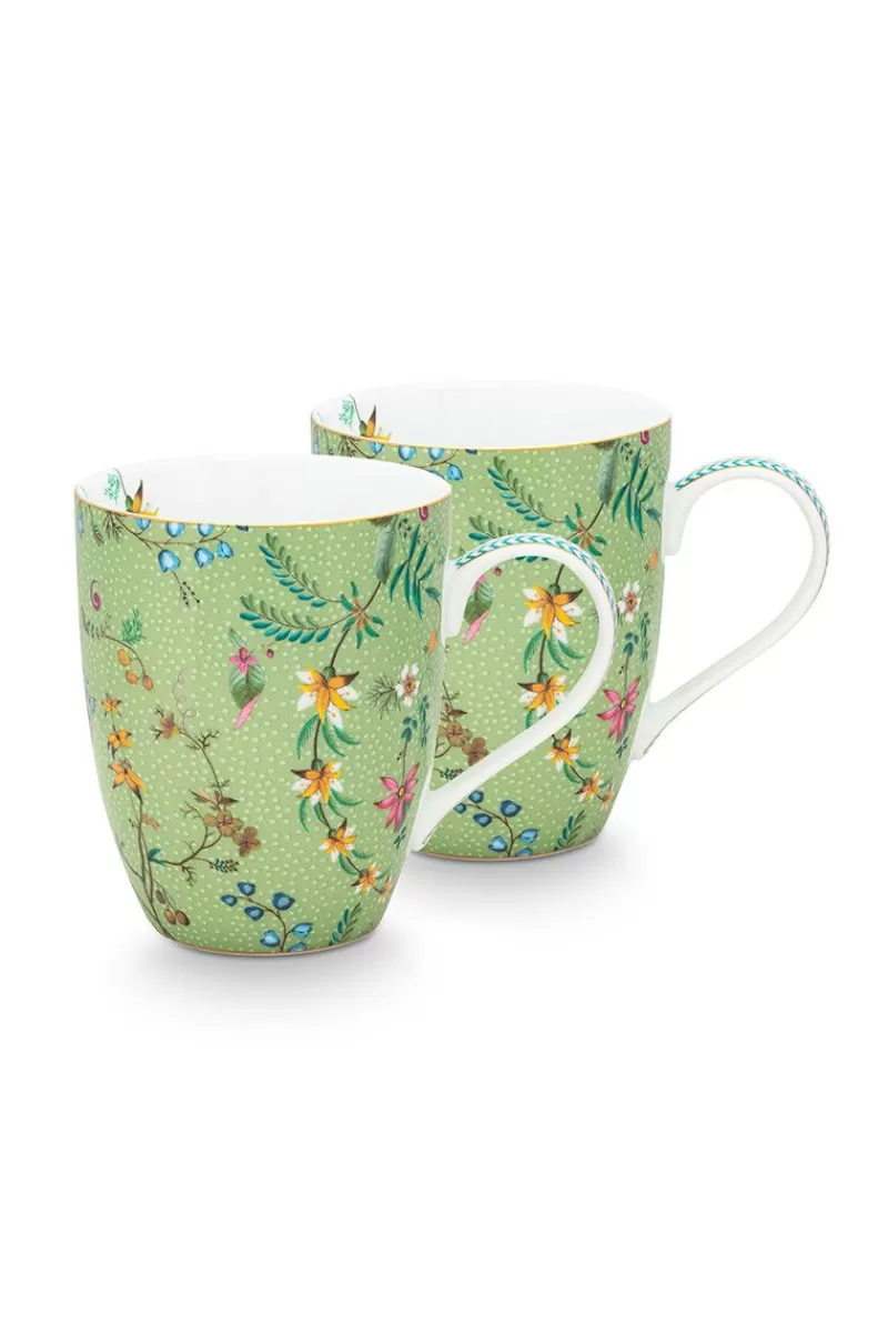 Clearance Pip Studio Jolie Set/2 Mokken Groot Bloemen Groen