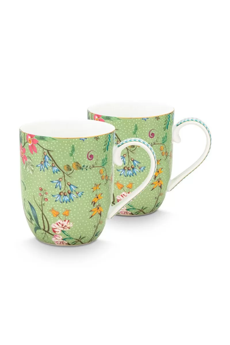 Online Pip Studio Jolie Set/2 Mokken Klein Bloemen Groen