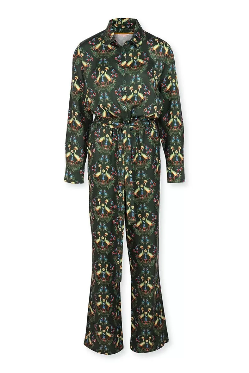 Fashion Pip Studio Jumpsuit Flirting Birds Groen