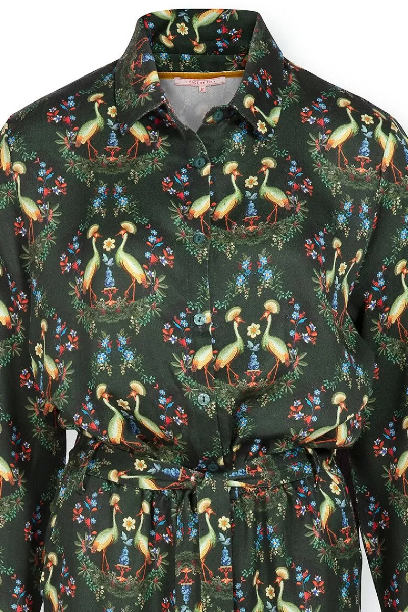 Fashion Pip Studio Jumpsuit Flirting Birds Groen