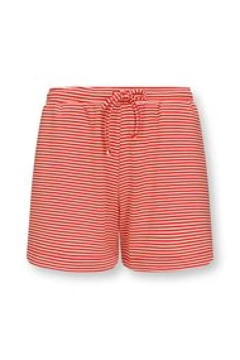 Shorts / Korte Broeken-Pip Studio Korte Broek Little Sumo Stripe Koraal Rood