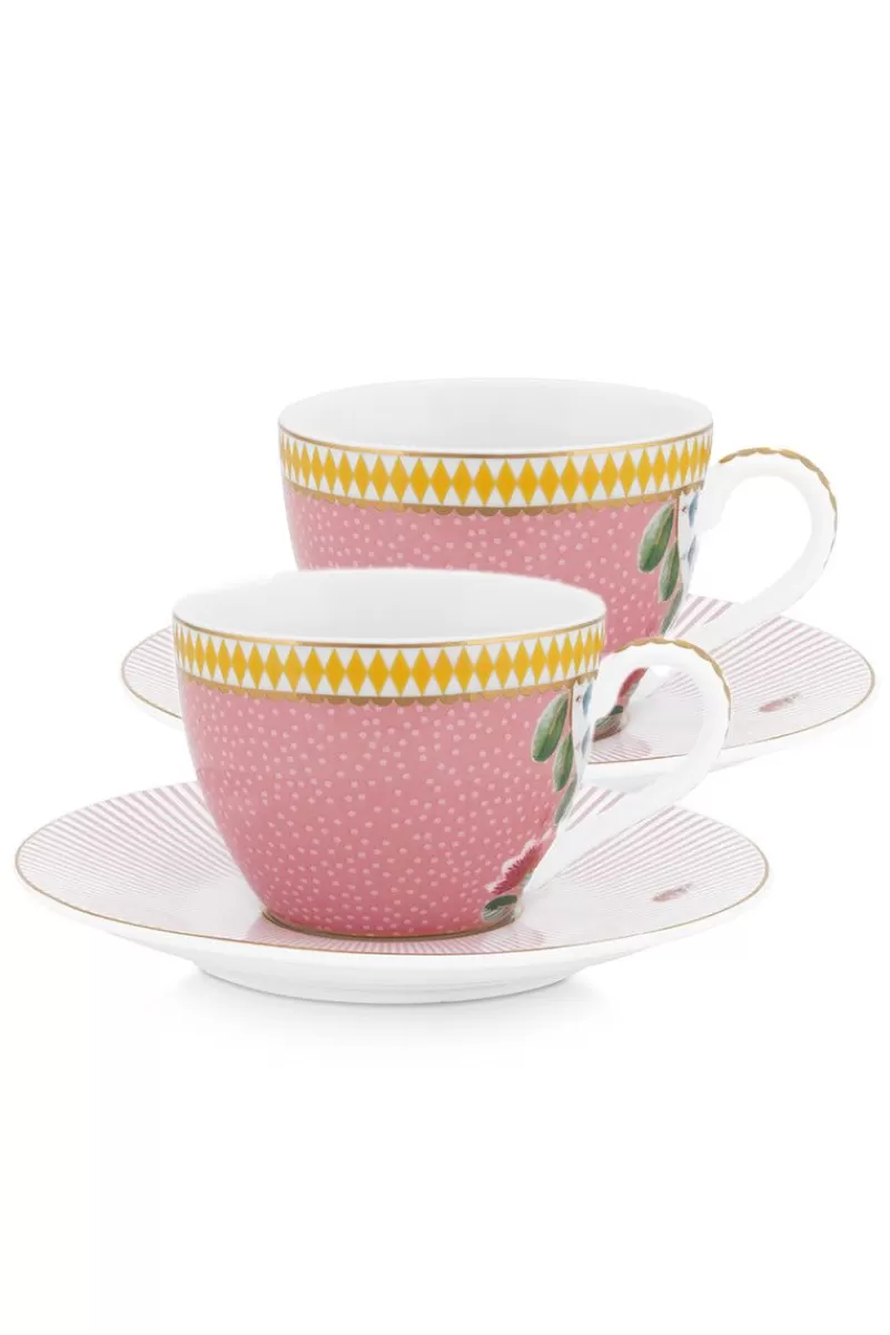 Outlet Pip Studio La Majorelle Set/2 Espresso Kop & Schotel Roze