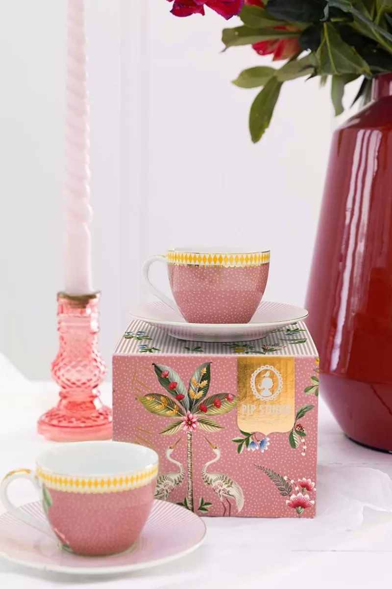 Outlet Pip Studio La Majorelle Set/2 Espresso Kop & Schotel Roze