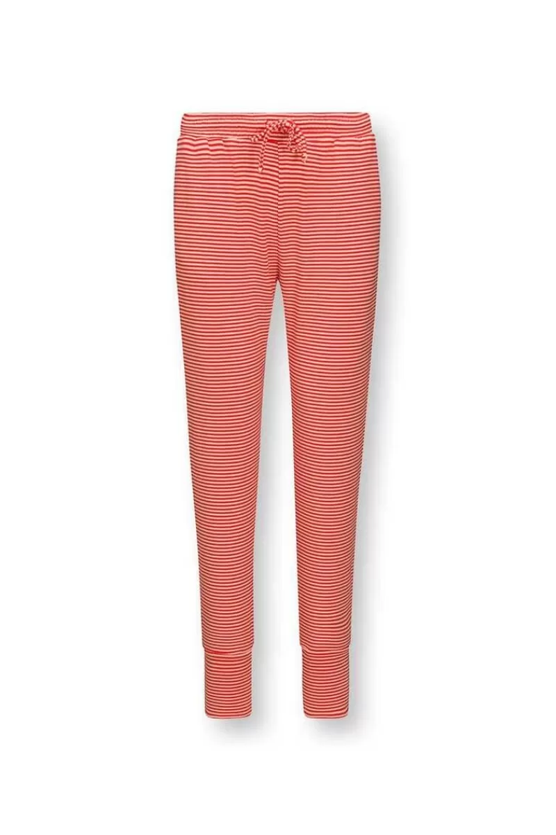 Discount Pip Studio Lange Broek Little Sumo Stripe Koraal Rood